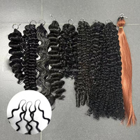 Extensions de cheveux au crochet Deep Wave pré-bouclées, sans nœuds, pré-séparées, effet plume, 18 pouces, tissage au crochet Miracle Knots
