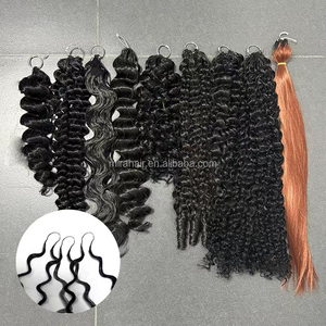 Extensiones de Cabello de Ganchillo con Ondas Profundas, Pre-Enlazadas, Sin Nudos, Pre-Separadas, Tipo Pluma, 18 Pulgadas, Cabello para Tejer con Ganchillo Miracle Knots - Product Image 6