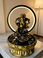 Fontaine d'eau intérieure en résine avec statue de Ganesha, décoration lumineuse LED, élément Feng Shui