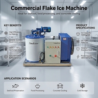 Générateur de glace en flocons d'eau douce refroidi par air de grande capacité, machine de production de glace commerciale pour les ateliers de fruits de mer et de viande