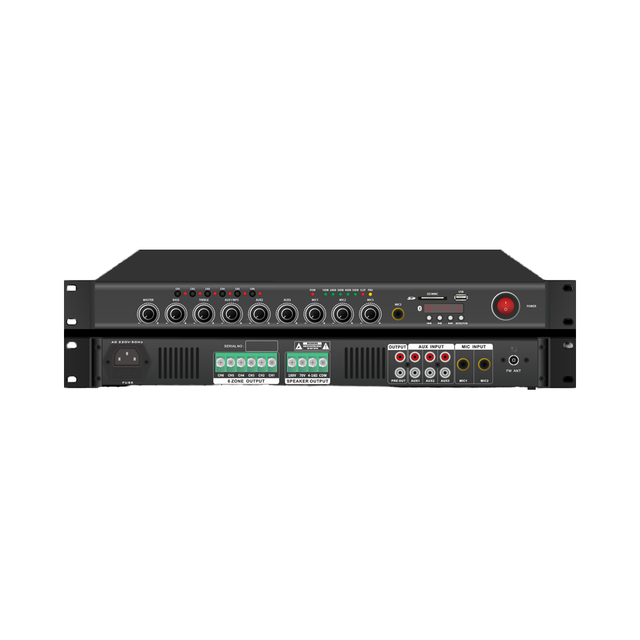2U Power Mixer Amplifier 4-16Ω 2000 Watts Professional Power With 5-way Audio Input for Rear Broadcast Amplifier PA Class High