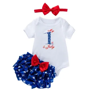 LSF87 4th July Festival Outfits Baby Girl Summer Clothes for New born