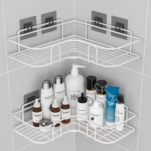 Giá đựng đồ phòng tắm treo tường bằng kim loại một tầng giá sắp xếp nhà vệ sinh không khoan Kệ góc tam giác dụng cụ nhà vệ sinh phòng khách - Product Image 1