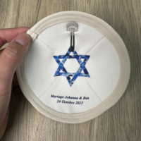 Venta al por mayor de fábrica: Kippah personalizada para Bar Mitzvah, Kippah para ceremonia judía, Yamaka con fecha y nombre impresos para niños