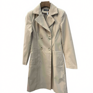 Trench da Donna HDJ Beige Doppiopetto Lungo Casual Autunnale Antivento a Maniche Lunghe con Colletto a Risvolto - Product Image 3