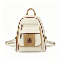 Sac à dos décontracté pour femme en cuir PU souple, portable, multi-poches zippées, avec compartiments latéraux pour bouteille d'eau et appareil photo, idéal pour les trajets quotidiens.