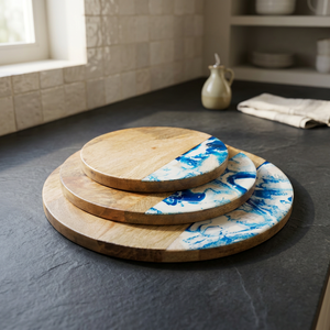 Planche à fromage et charcuterie artisanale en bois de manguier et résine, ensemble de planches à découper pour la maison, l'hôtel, le restaurant, ustensiles de cuisine - Product Image 1