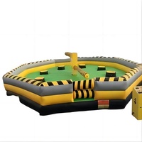 Jeux gonflables de sport de balayeuse de wipeout d'adulte de 5 podiums