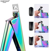 Coupe-ongles en titane en forme de U, en acier inoxydable, pour extensions d'ongles, avec bord droit, pour faux ongles