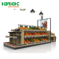Highbright Luxe Dubbelzijdige Metalen Houten Display Stand met Grote Capaciteit, 3-6 Laags, Heavy Duty, voor Fruit en Groenten CN;JIA