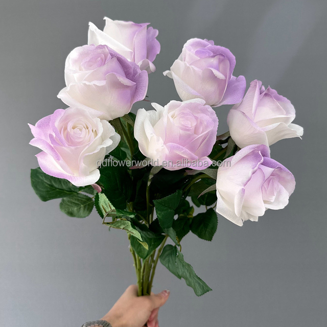 New Arrival Purple Rose Artificial Flowers Single Stem Real Touch Wedding Decor for Christmas Graduation Bride Holding Flowers