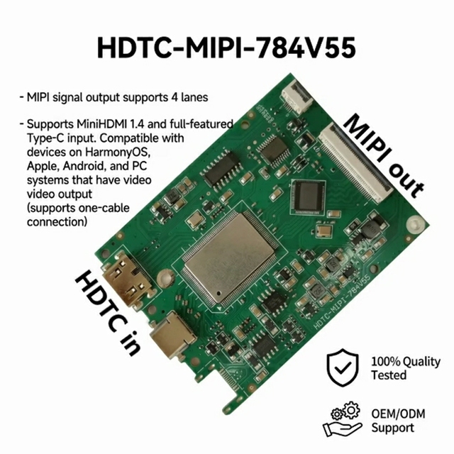 HD-MI 1.4 Type-C to MIPI Signal Converter Board 4-Lane Scaling Function PCBA Support IIC Touch FPC 40P  for  MIPI Display