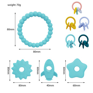 Jouet de dentition pour bébé en silicone, forme de fusée, 6 mois et plus, qualité alimentaire, bouillable, unisexe - Product Image 5
