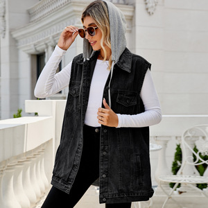 Grosir jaket jins longgar Retro kasual tanpa lengan rompi Denim wanita - Product Image 3