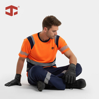 Camiseta de Trabajo de Seguridad Reflectante Transpirable de Alta Visibilidad para Verano JIADE, de Poliéster, Talla Grande, Fluorescente, Color Naranja para Hombre