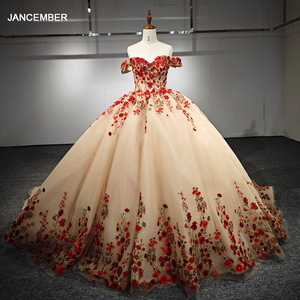 Robes de soirée de luxe magnifiques couleur champagne, avec fermeture éclair rouge, appliqués, dos nu, fleurs brodées, robe de bal faite à la main 6662 - Product Image 1