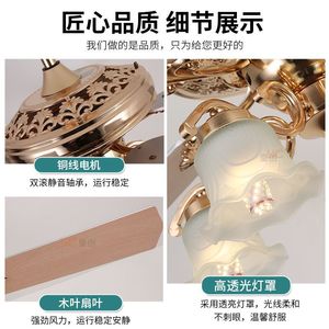 American Style Ceiling Fan Light With Led Bulbs 5 Blade Downrod Mount For Living Room Bedroom - Product Image 2