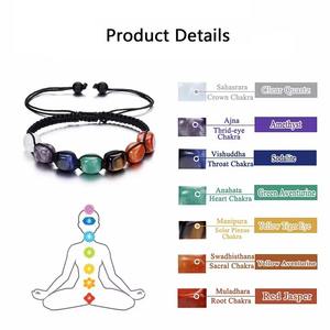 Pulsera clásica de piedra Irregular para mujeres y hombres, Tiger EyeCrystal, Yoga, joyería de energía curativa, pulsera trenzada con cuentas de <span class=keywords><strong>7</strong></span> <span class=keywords><strong>Chakras</strong></span> - Product Image 3
