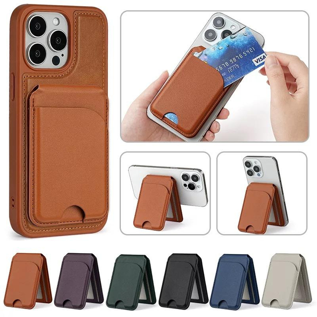 Ultrathin Lightweight PU Leather RFID Blocking Credit Card Holder Minimalist Style Wallet No Closure Slim Pocket Phone Bag