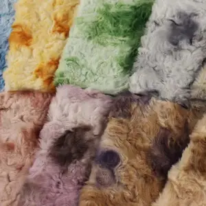 Tela de poliéster personalizada Villus Height Tie Dye Faux Fur para tela de tapicería