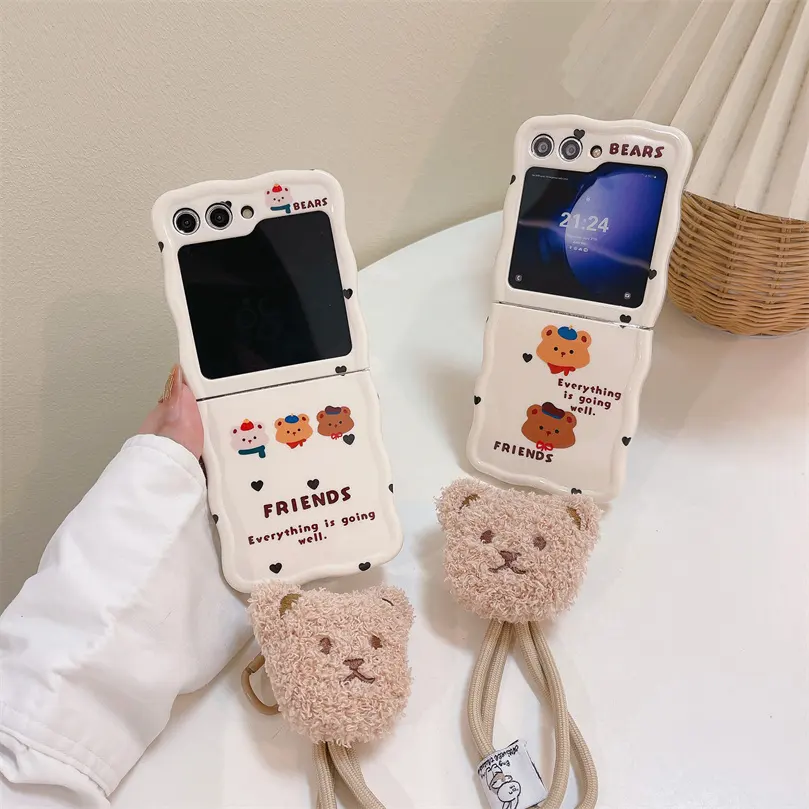 핫 세일 실리콘 보호 커버 소프트 패션 곰 전화 케이스 삼성 갤럭시 Z Flip3 Z 플립 5