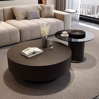 Ensemble de tables basses en dalles de pierre minimalistes et abordables pour les petits salons modernes : ensemble de tables basses rondes avec plateau en verre