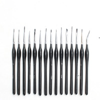 Lot de 15 pinceaux miniatures professionnels pour aquarelle, peinture acrylique à l'huile avec sac en feutre