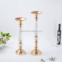 Support de Bougie en Métal Doré Personnalisé avec Tige en Acrylique Transparent pour Centre de Table, Idéal pour Mariages, Événements et Décoration Intérieure (Vente en Gros)