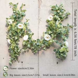 Party Wedding Table Backdrop Wall Decor <strong>Eucalyptus</strong> Garland White Artificial Flowers Roses Garland for Decoration - Product Image 6