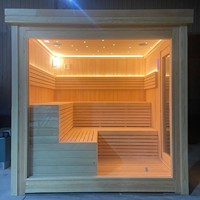 Sauna électrique carré en bois massif avec vapeur humide et sèche, cabine de santé en cèdre rouge/hemlock, fabriqué en Chine
