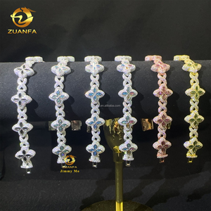Venta al por mayor Nuevo diseño 15mm Marquesa Flor Diseño Hip Hop Joyería Iced Out Moissanite Diamond Infinity Cuban Link Pulsera Hombres - Product Image 4