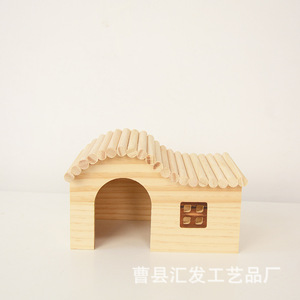 Casa de madera para mascotas, villa rectangular, sólida y duradera, pequeña, para hámsteres y gallinas rutin - Product Image 2