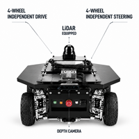 Châssis de robot à direction indépendante sur 4 roues Senfar SFLZ500, navigation laser, charge sans fil automatique, ROS2 pour UGV extérieur