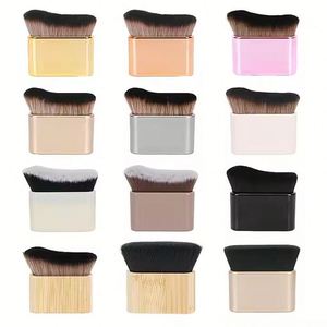Nueva llegada: Brocha de maquillaje individual de lujo vegana de marca privada, duradera, portátil, con cuerpo dorado brillante para base. - Product Image 2