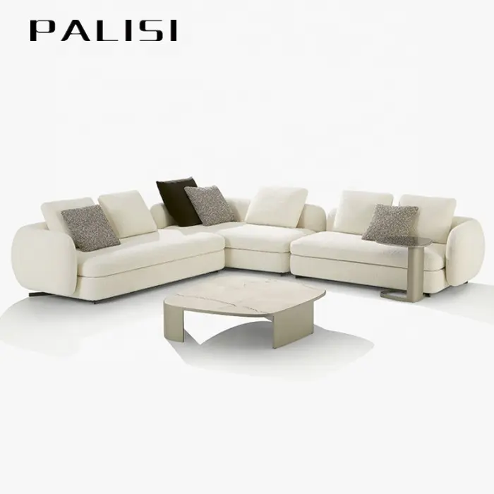 Fashion New Italian sofa model Special shape cream corer sofa set lambswool fabric minimalist designer home sofa furniture set