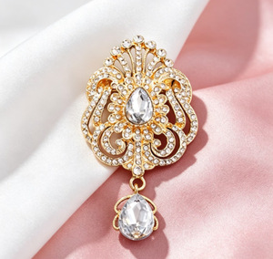 Flower Brooch Luxury Colourful Pearl Drilled Alloy Gold Plated Engagement Party Gift <b>Wedding</b> <b>Accessories</b> High Quality Jewelry - Product Image 6