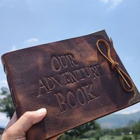 Cuir véritable gaufré notre livre d'aventure album à thème bricolage album photo porte-menu restaurant facture dossier mariage livre d'or