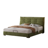 Cadre de lit rembourré de style Mid-Century Modern avec tête de lit à cannelures pour chambres Queen et King