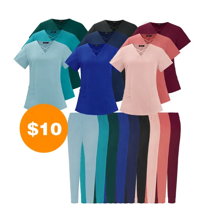 새로운 스타일 맞춤형 유행 공장 저렴한 스트레치 패브릭 디자인 조깅 간호 유니폼 의료 스크럽 병원 유니폼