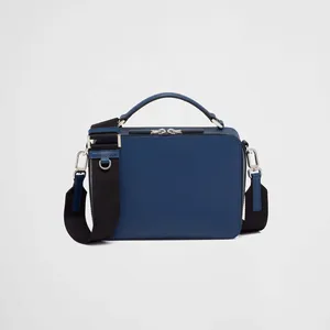 Logo personnalisé <span class=keywords><strong>Marine</strong></span> <span class=keywords><strong>Bleu</strong></span> Saffiano Cuir Hommes de Fermeture Éclair Bandoulière Sac À Main Épaule Messenger Sac - Product Image 3