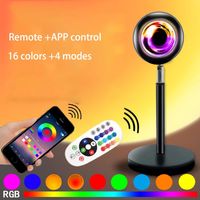 Lampe de Projection Coucher de Soleil en Promotion, 16 Couleurs, Effet Arc-en-ciel Photographique, Contrôle par Application, Rythme Musical, Veilleuse LED, Projecteur Lampe Coucher de Soleil