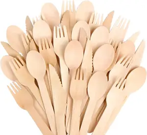 Custom Packaging 100%birch Degradable Disposable Wooden Spoon/Fork/Knife