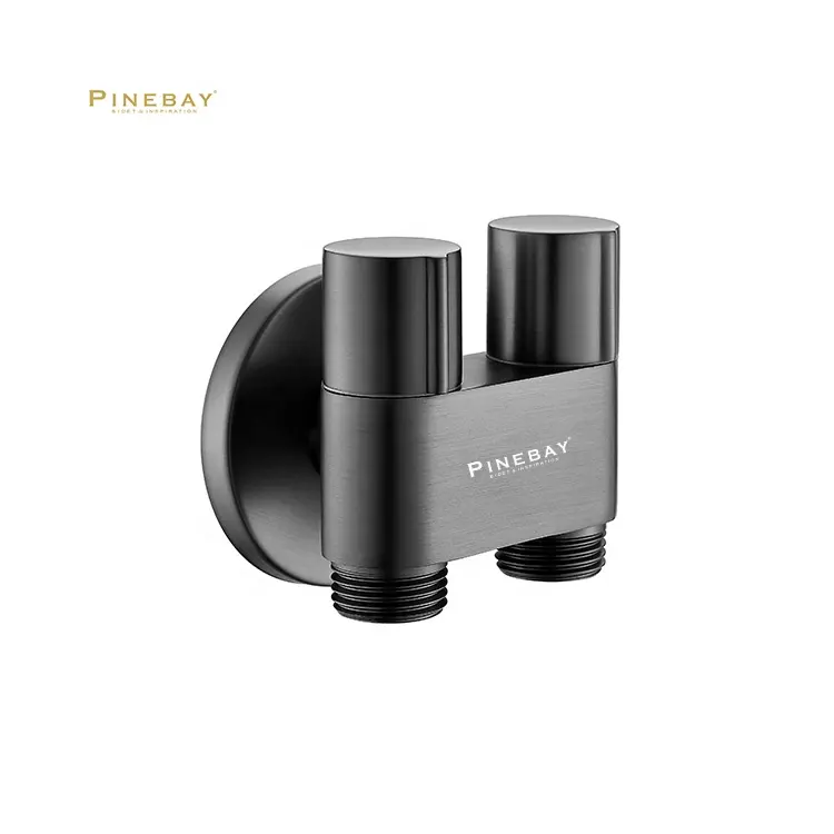 PINEBAY หรูหราวาล์วมุมทองเหลืองสเปรย์ 2 ทางก๊อกน้ํา 1/2 ''Dual Outletติดผนังทองแดง Core Diverter วาล์วสําหรับห้องน้ํา