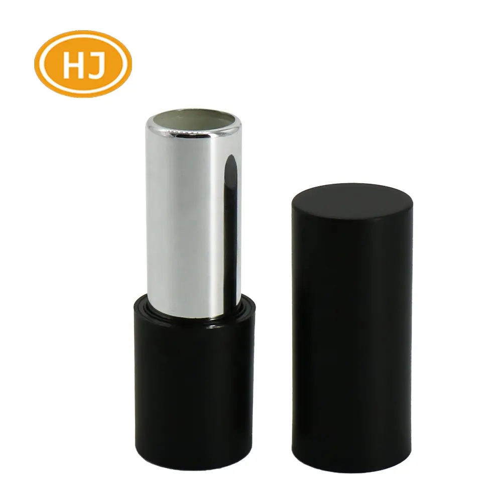 Vintage Empty Round Aluminum Lip stick Packaging Plastic Eco Lipstick Container Black Cosmetics Makeup Lipstick Tube Lid