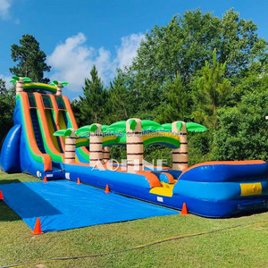 Château gonflable commercial pour toboggan aquatique tropical pour enfants avec videur et toboggan de divertissement <span class=keywords><strong>Juex</strong></span> Gonflables - Product Image 1