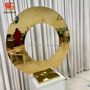 Support de vase en acier inoxydable doré lisse avec fleurs en métal miroir, socle rond pour décoration de table de fête et de mariage - Product Image 2