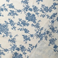 Nappe Ronde Imprimée Tissée Moderne Faux Lin, Fleurs, Anti-Taches et Lavable pour Intérieur Extérieur