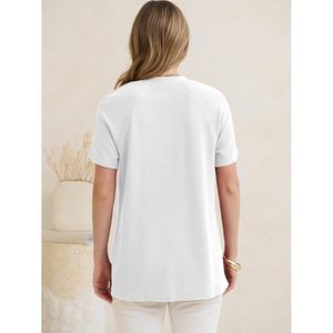 Blusa Informal Holgada de Manga Corta con Botones Delanteros y Tejido Waffle para Mujer, Transpirable, Primavera-Verano 2026, Marca FOXA - Product Image 6