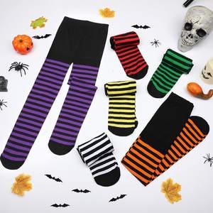 Medias de Halloween para Niños con Rayas <span class=keywords><strong>Naranjas</strong></span> y Negras, Disfraz de Cosplay, Medias de Navidad con Rayas Rojas y Verdes para Niñas Bebés - Product Image 1