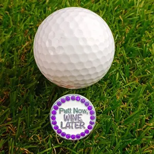 Golfkugelmarker mit magnetischem Hutclip Put Now Wine Later Divot Werkzeug Metall Golfzubehör